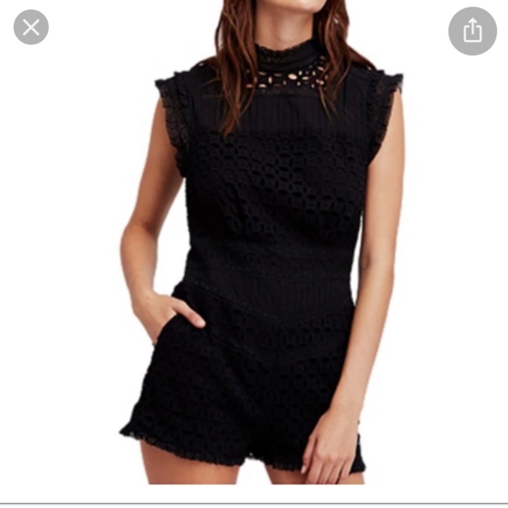 Free People Victoria Cotton Lace-Trim Romper
